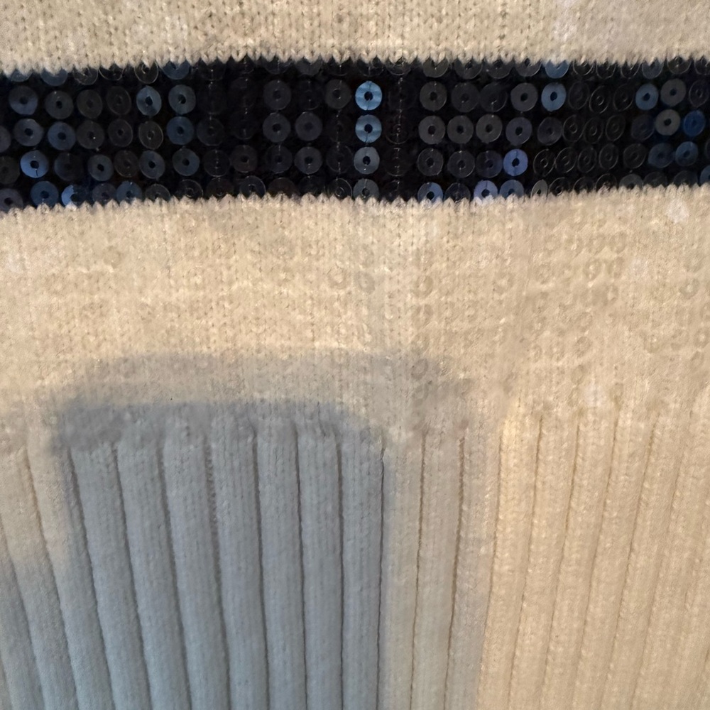 Talbots Cream and navy Striped Sequin Sweater - Picture 9 of 12